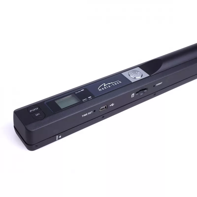 Rokas skeneris MEDIA-TECH MT4090, melns, LED displejs, USB 2.0, MicroSD, AAA baterija