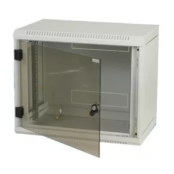 Triton 19 Rack sienas stiprinājuma 18U/500 stikla durvis pie sienas stiprināms statīvs pelēks
