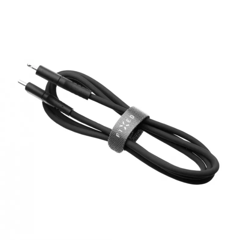 USB-C uz Lightning fiksēts kabelis FIXED FIXDLS-CL12-BK 1,2 m šķidrā silikona