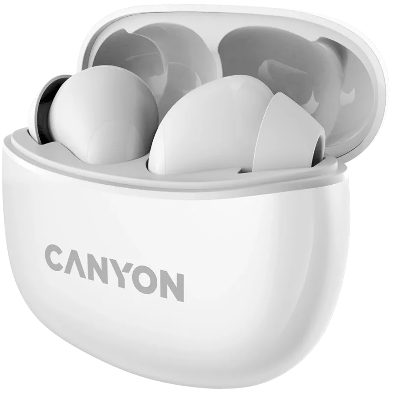Canyon TWS-5 Bluetooth austiņas ar mikrofonu, BT V5.3 JL 6983D4, frekvenču diapazons: 20Hz-20kHz, akumulators: austiņas 40mAh*2 + uzlādes futrālis 500mAh, Type-C