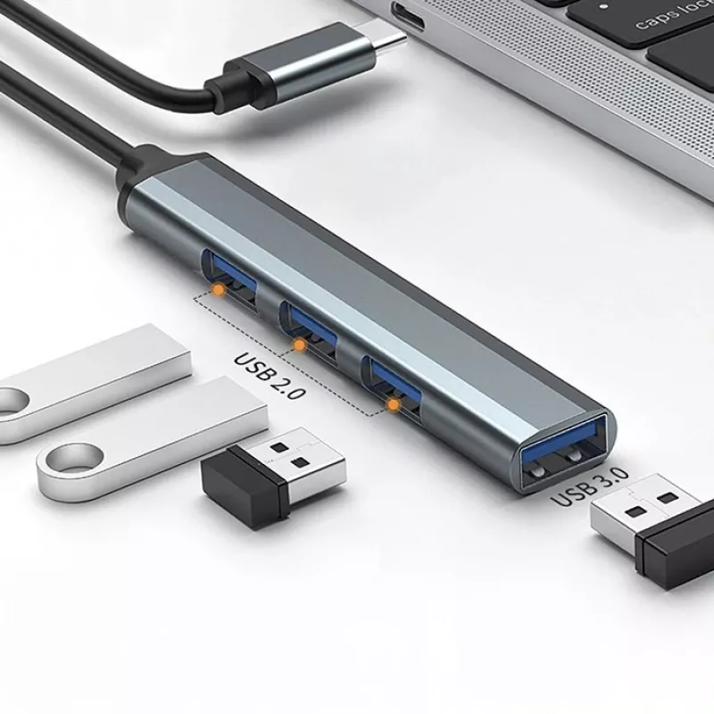 USB centrmezgls QOLTEC 53792, USB-C 3.1 uz 4 portiem (USB 3.0 x1, USB 2.0 x3)