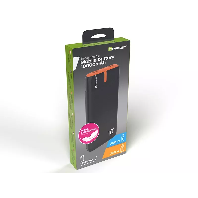 PowerBank EnerGo 10000mAh melns-oranžs