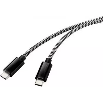 Renkforce USB 2.0 savienojuma kabelis [1x USB 2.0 spraudnis C - 1x USB 2.0 spraudnis C] 3,00 m melns/baltss (RF-4598412)