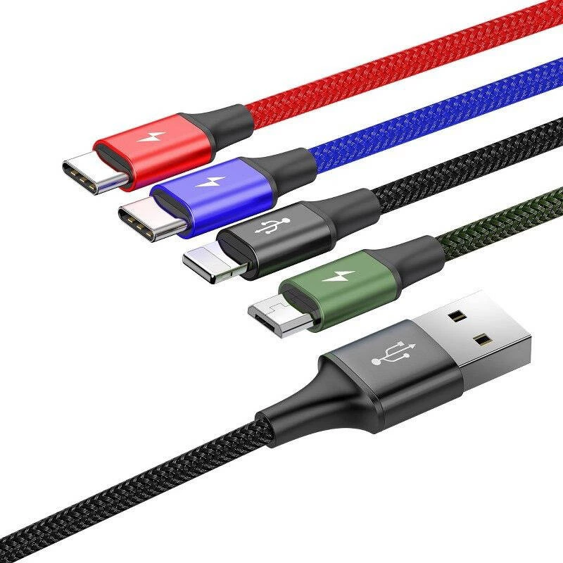 Baseus Fast 4in1 USB kabelis 2xUSB-C / Lightning / Micro 3.5A 1.2m (melns)