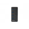 USB centrmezgls NATEC MANTIS USB 2.0 Type-B — 4x USB 3.2 Gen 1 Type-A porti, melns, 0,8 m kabelis, maiņstrāvas adapteris, barošanas slēdzis
