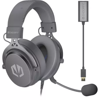 VIRO Plus USB Alt Gray, spēļu austiņas tumši pelēkā krāsā, USB-A, 3,5 mm ligzda, 7.1 USB skaņas karte