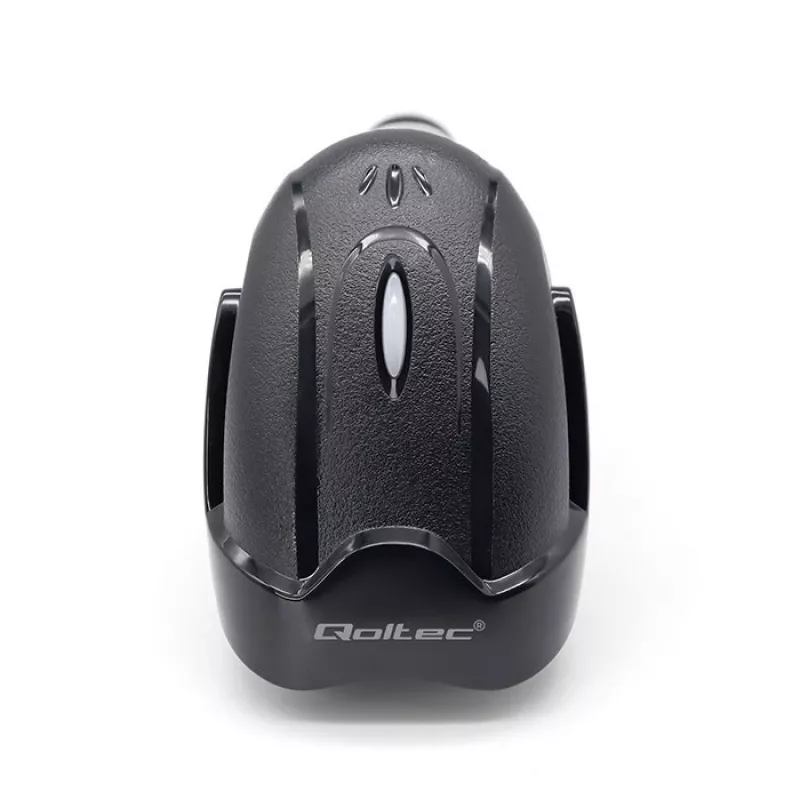 Bezvadu svītrkodu skeneris QOLTEC 50856 — 1D un 2D bezvadu rokas, USB saskarne, ABS korpuss, 170×62×100 mm, 203 g
