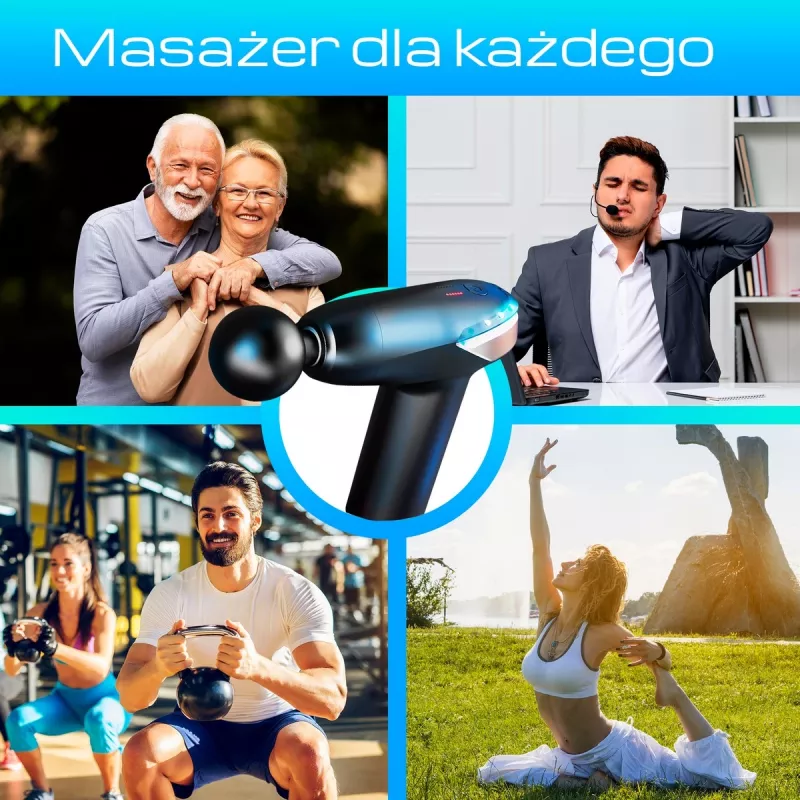 Masāžas pistole Extralink MSG-02-LITE 3200 RPM 6 uzgaļi
