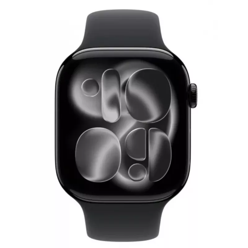 Watch Series 11 GPS 42mm Jet Black Aluminium Case ar Black Sport Siksniņu - M/L