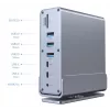 Gembird 15-vienā USB Type-C vairāku pieslēgvietu adapteris A-CF-COMBO15-01 — USB 3.2 Gen 2, 4× Type-C, 2× HDMI, DisplayPort, PD 3.0, SD karšu lasītājs, Gigabit LAN, 3,5 mm audio, pelēks