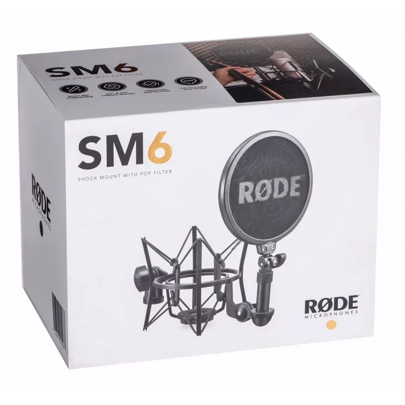 Mikrofons RØDE SM6 — melns, svars 0,682 kg, izmēri 210×133×210 mm