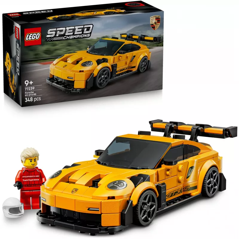 Konstruktors LEGO Porsche 911 GT3 RS Speed Champions 77239 — mērogā 1:18, 348 detaļas, 9+ gadi