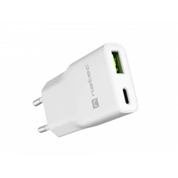 Strāvas adapteris NATEC Ribera NUC-2376 — 1× USB-A, 1× USB-C, 3 A izeja