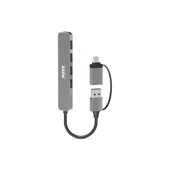 PORT CONNECT | USB-C/USB-A centrmezgls ar 4 USB-A 3.0 portiem, 5 Gbps