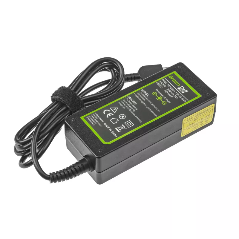 Strāvas adapteris zaļa Cell AD38AP 65W Lenovo klēpjdatoriem, 20V 3.25A, 1.2 m kabelis, melns