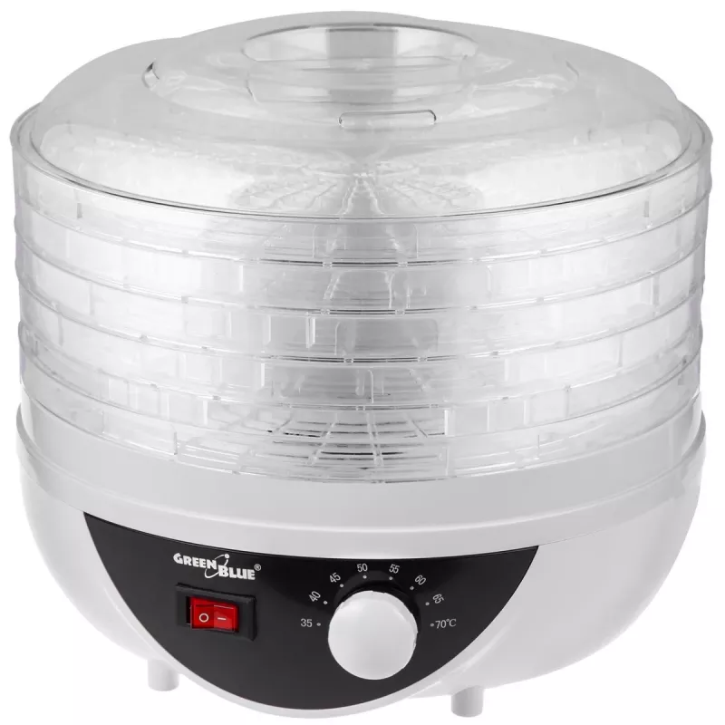 GreenBlue sēņu, dārzeņu un augļu žāvētājs, 250W jauda, ļoti kluss, 5 sieti, GB195