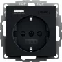 gira strāvas kontaktligzda ar USB ligzdu, modelis 2459005, melna apdare