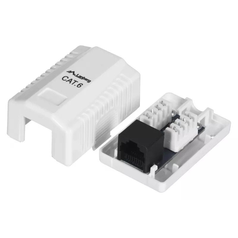 LANBERG kontaktligzdu kārba RJ-45 OU6-0001-W, Cat6, balta