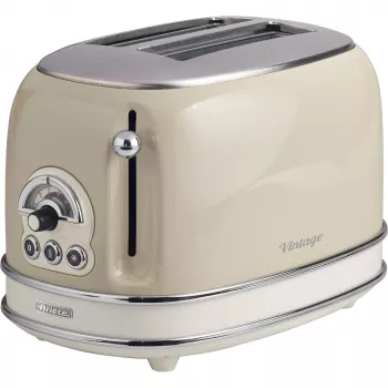 Ariete 155 Design 2 Slice Toaster ar sviestmaižu turētājiem, 6 grauzdēšanas līmeņi, 810 W, nerūsējošā tērauda korpuss, noņemama drupatu paplāte, pasteļbēšs