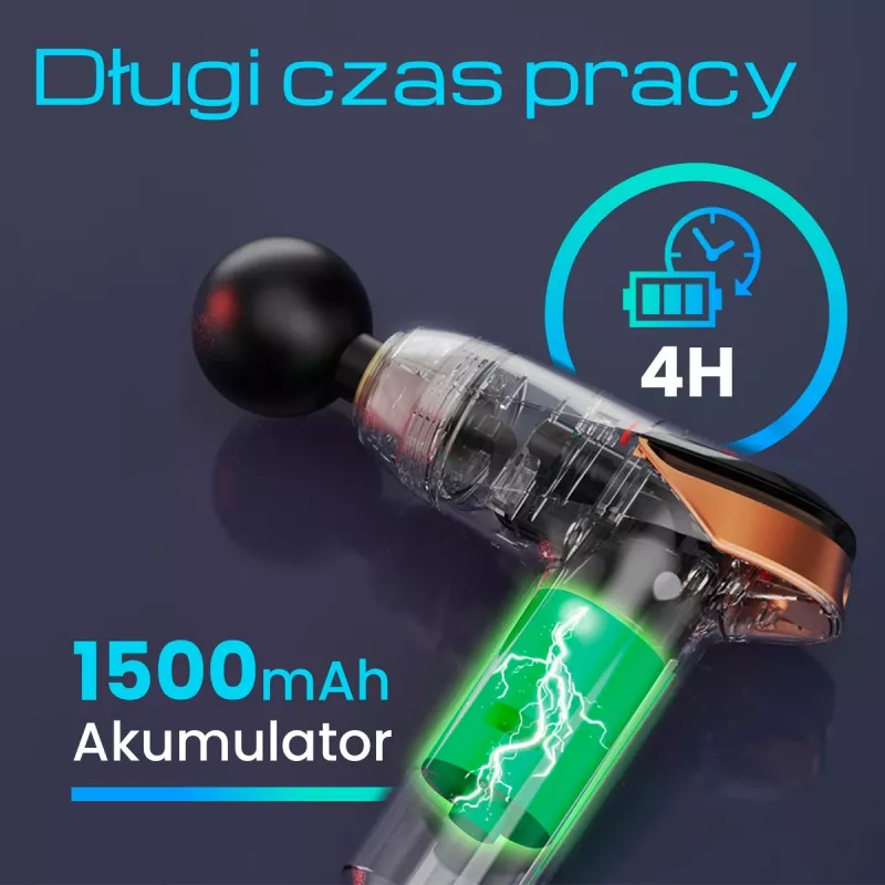 Masāžas pistole Extralink MSG-02-LITE 3200 RPM 6 uzgaļi