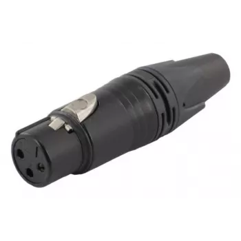 3‑polu sievišķā kabeļa savienotāja EQUIP 3‑polu XLR, melns, 30,5 g, 19,2×19,2 mm