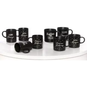 Porcelāna kafijas krūžu komplekts no ritzenhoff & breker SVART 390 ml, mazgājams trauku mazgājamajā mašīnā, melns, 4 gab.