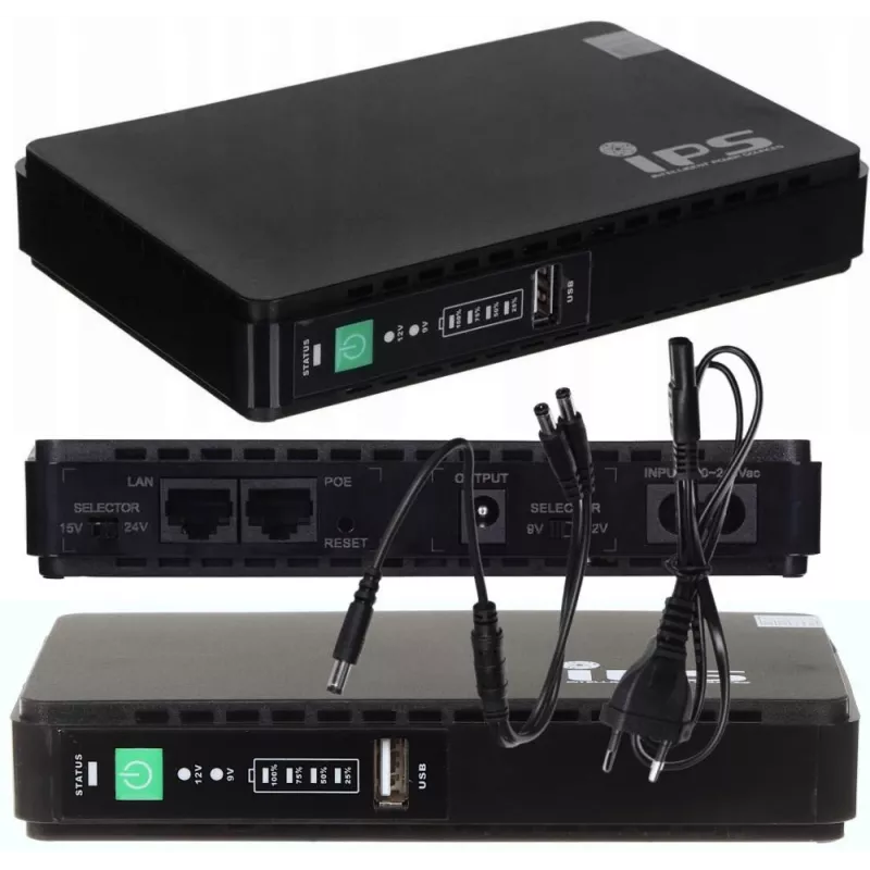 Barošanas adapteris/invertors MPL Power RouterUPS-30-PoE 30 W Iekštelpu, 100–240V, melns, 160×105×28 mm