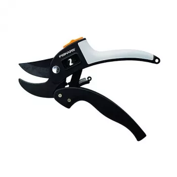 Atzarošanas šķēres Fiskars 1000575 Anvil — rokas dārza šķēres sausas koksnes griešanai, melnas/oranžas