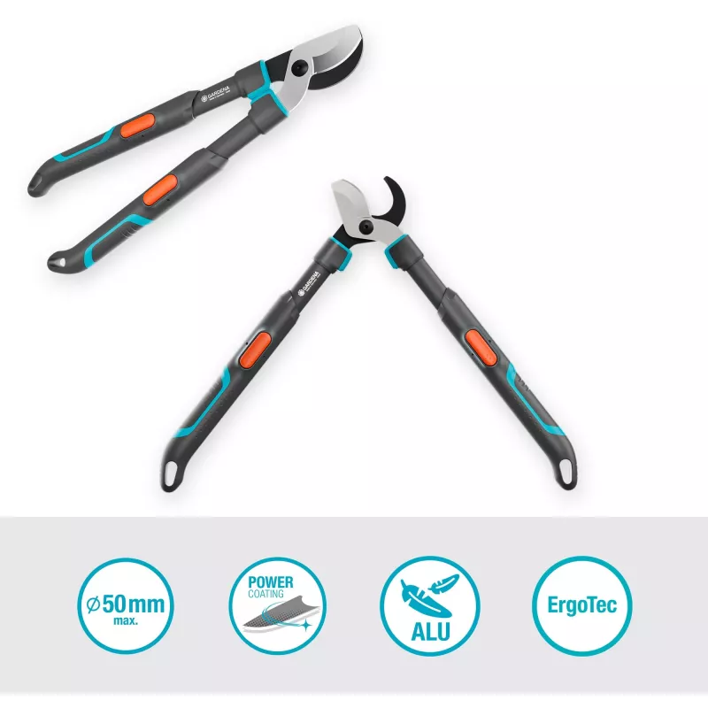 Gardena zaru šķēres TeleCut Pro S pelēks/tirkīzs 52 cm - 67 cm (12040-88)