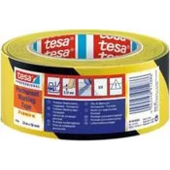 Grīdas marķēšanas lente Tesa 04169 66 m x 50 mm, Premium melna/dzeltena