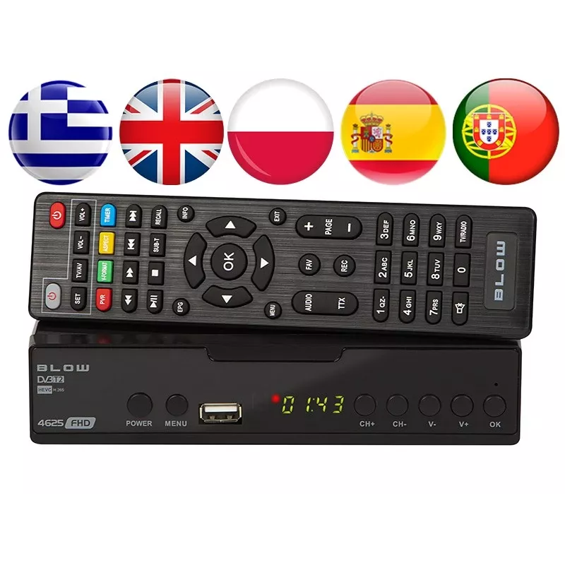 Digitālais TV uztvērējs BLOW 4625FHD DVB-T2 H.265 virszemes uztvērējs, HDMI, USB, SCART, Ethernet, S/PDIF