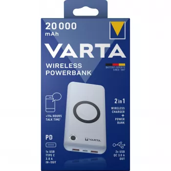 Ārējais akumulators Varta 57909 20000 mAh litija polimēra bezvadu uzlāde