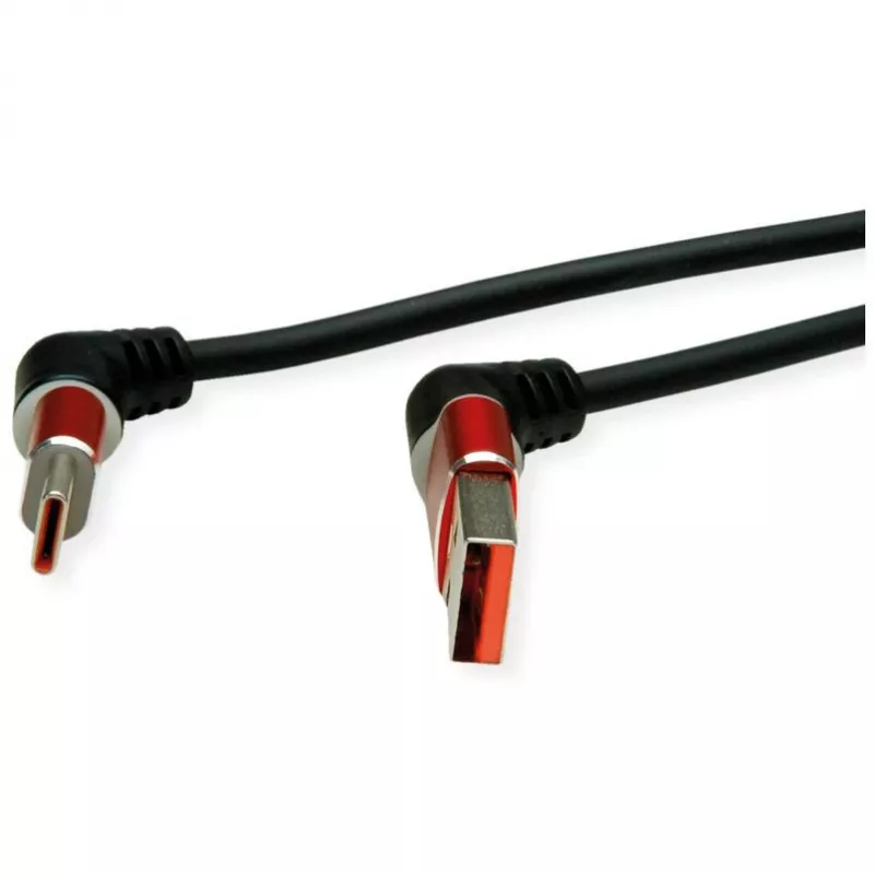 ROLINE USB 2.0 kabelis Type-C - Type-A ST/ST 360° rotējošs melns sarkans 1 m 11.02. - Kabelis - Digitālais/Dati