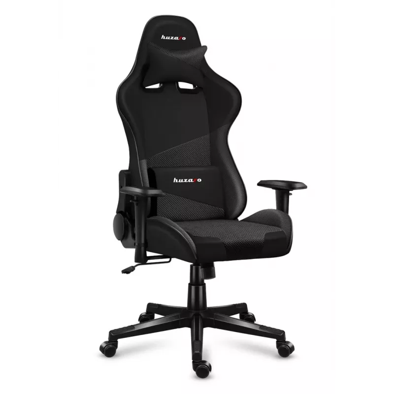 Spēļu krēsls huzaro Force 6.2 Carbon — ergonomisks spēļu atzveltnes krēsls, regulējams augstums 44–53,5 cm, maksimālā slodze 130 kg, sieta sēdeklis, polsterēta atzveltne