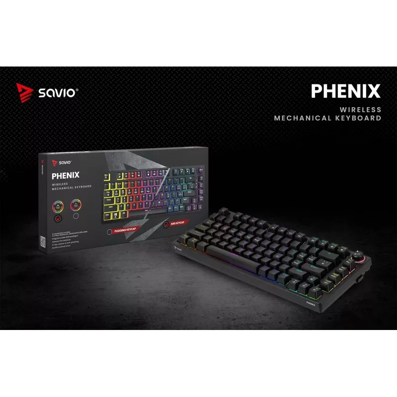 Savio Phenix SAVGK-RED spēļu tastatūra USB RF bezvadu Bluetooth QWERTY