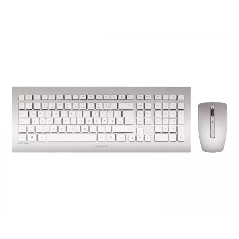 CHERRY DW 8000 tastatūra ar peli biroja RF bezvadu franču valodā, sudraba, balta