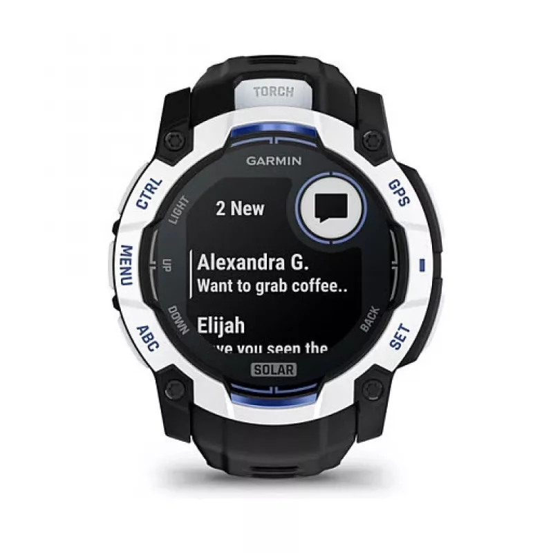 Viedpulkstenis GARMIN Instinct 3.05 cm (1.2 collu) AMOLED 45 mm 390x390 px Skārienjutīgs Melns Balts GPS 4 GB 53 g Silikona siksniņa