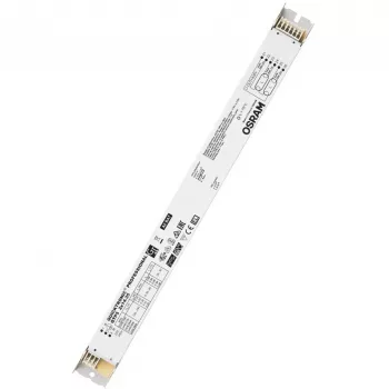 Balasts/LED draiveris Osram QTP5 2X14…35, kalpošanas laiks 100000 h, ieeja 198–264 V, 50/60 Hz, 24 A, -20–50 °C, 30×360×21 mm