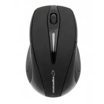 Vadu? Nē — Bezvadu RF pele ESPERANZA EM101K, piemērota abām rokām, 1000 DPI, 2,4 GHz nano USB uztvērējs, melna