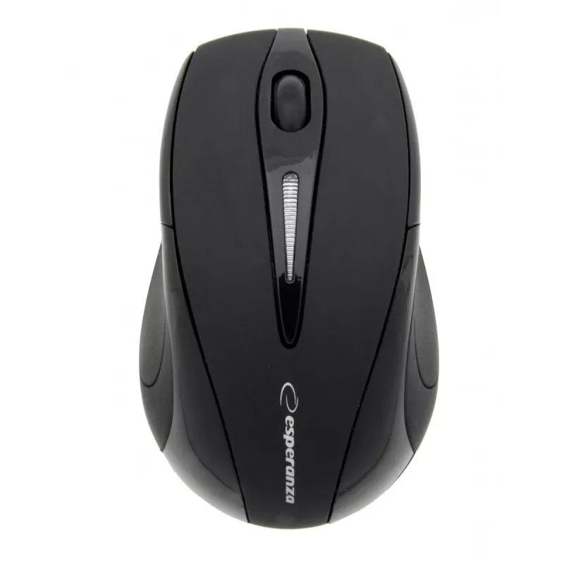 Vadu? Nē — Bezvadu RF pele ESPERANZA EM101K, piemērota abām rokām, 1000 DPI, 2,4 GHz nano USB uztvērējs, melna