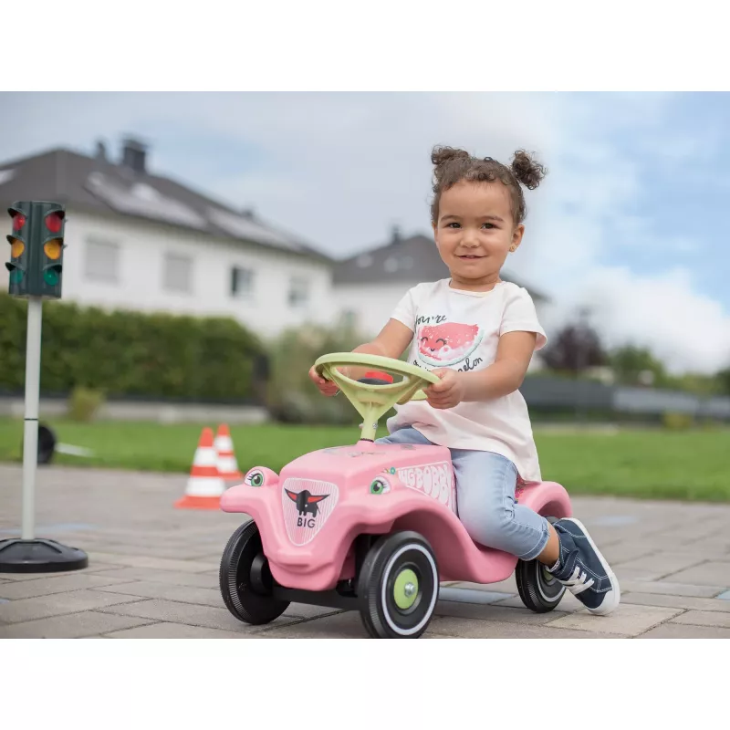 Bobby-Car-Classic Flower, stumjamais auto rozā/gaiši zaļš