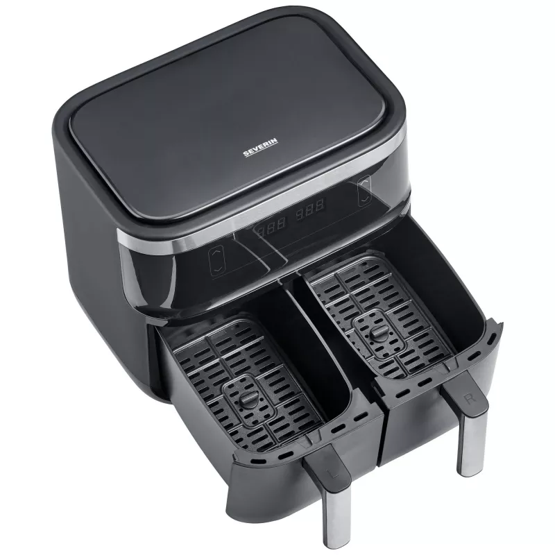 Karstā gaisa friteris Severin FR 2453 Double 3.25 L 2850 W melns sudrabains
