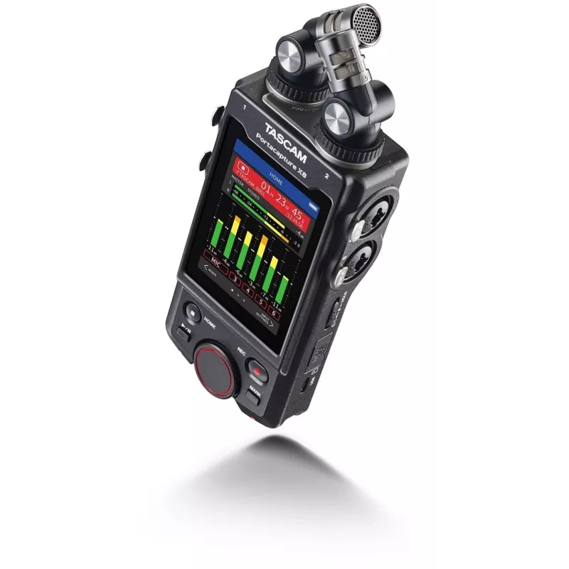 Portatīvais daudzceliņu audio ierakstītājs Tascam Portacapture X8 — 6 kanāli, 24/32 biti, līdz 96 kHz, 4 XLR/TRS kombinētās ieejas, SD karte, USB‑C, baterija vai tīkls