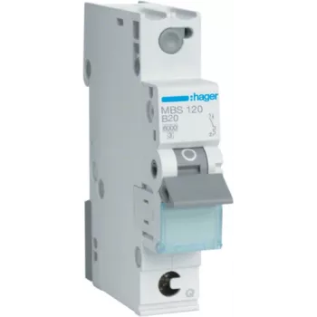 Hager MBS120 - 20 A - B-type - 1 Module(e) - -25 - 60 °C - -25 - 80 °C - 17,5 mm