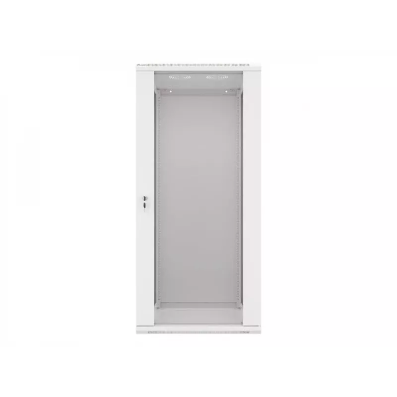Lanberg pie sienas stiprināms montāžas statīva skapis 19 inch 27U 600x600 mm pelēks (stikla durvis)