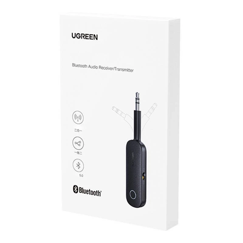 Bluetooth uztvērējs/raidītājs UGREEN CM403 — 3,5 mm ligzda, Bluetooth 5.0, 145 mAh baterija, melns