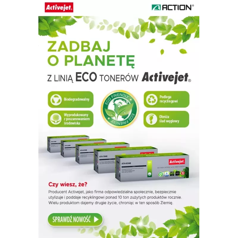 BIO Activejet ATH-35NB toneris HP, Canon printeriem, aizstāj HP 35A CB435A, Canon CRG-712; Supreme; 1800 lappuses; melns. ECO toneris.
