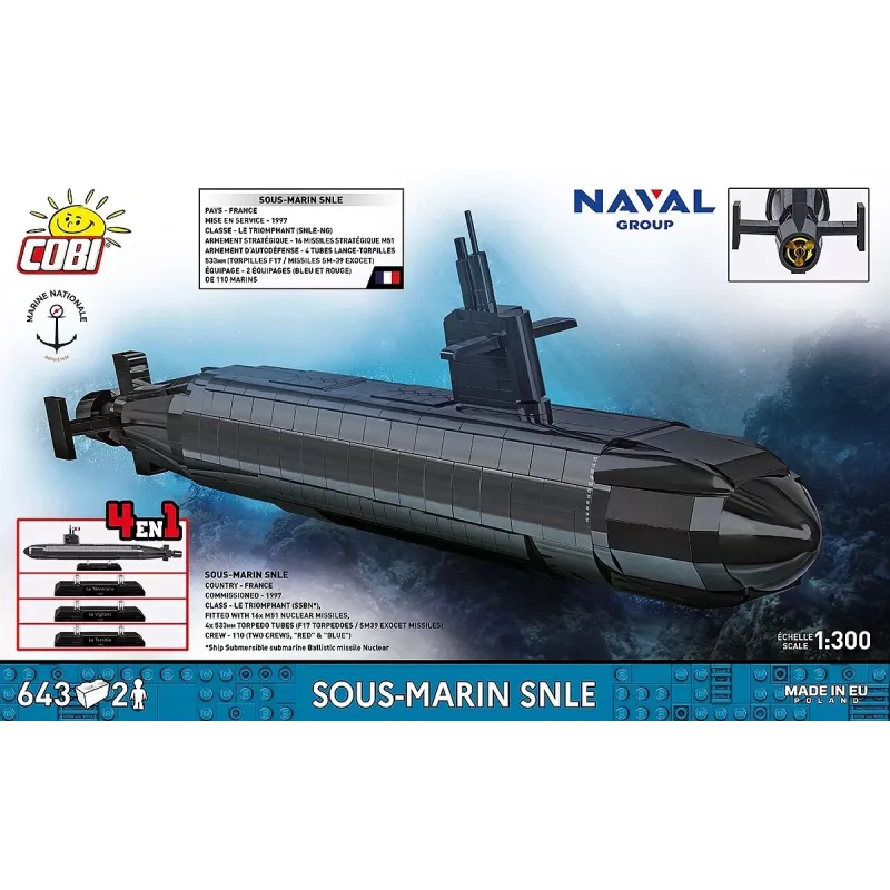 Cobi Blocks Sous-Marin SNLE konstrukciju komplekts — 643 detaļas