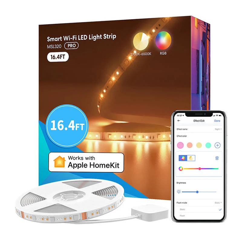 LED gaismas lente Meross MSL320CPHK 5 m RGBWW Wi‑Fi, adresējama RGB + silta balta