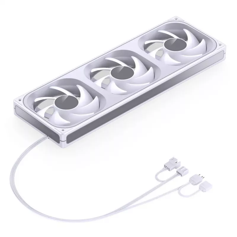 360mm ARGB PWM radiatora ventilatoru komplekts Jonsbo ZB-360 balts — 3x120mm PWM ARGB ventilatori šķidruma dzesēšanas radiatoriem